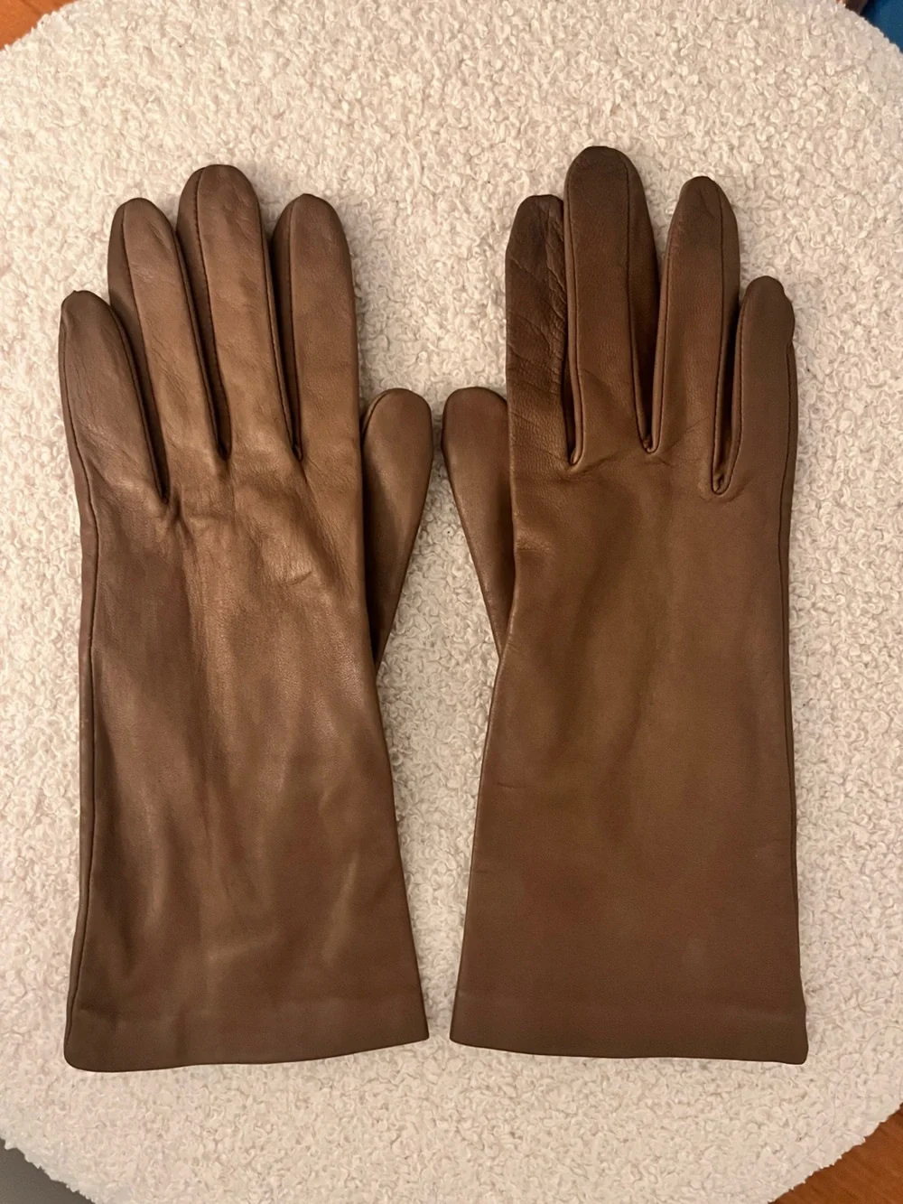 Lord & Taylor Vintage Brown Genuine Leather Gloves Silk Lining